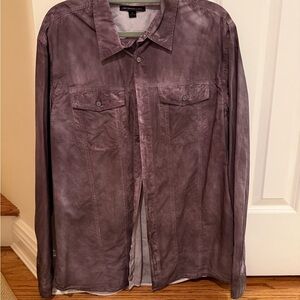 John Varvatos Men's Casual Purple Button-Down Shirt